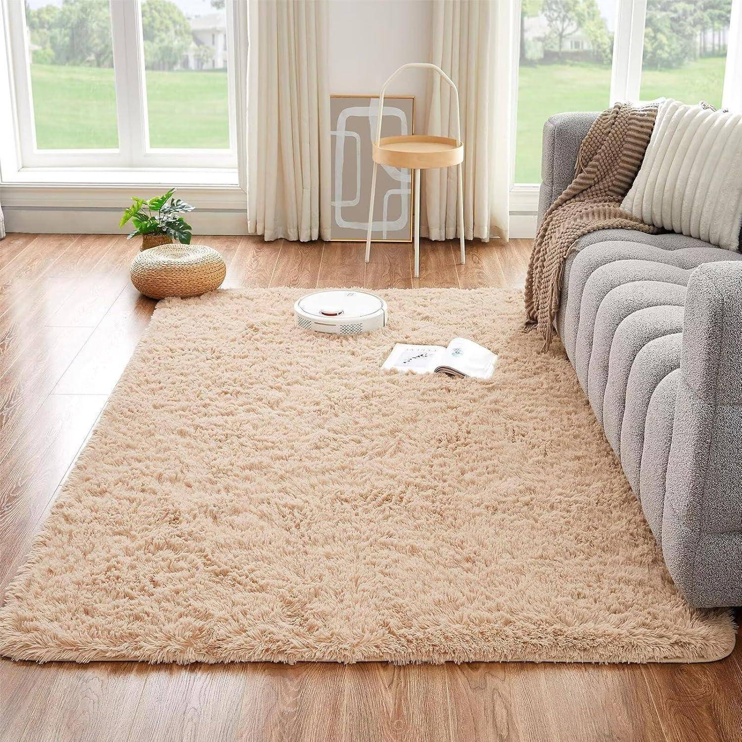 Teppich Wohnzimmer Schlafzimmer Läufer Langflor Beige 120x180CM