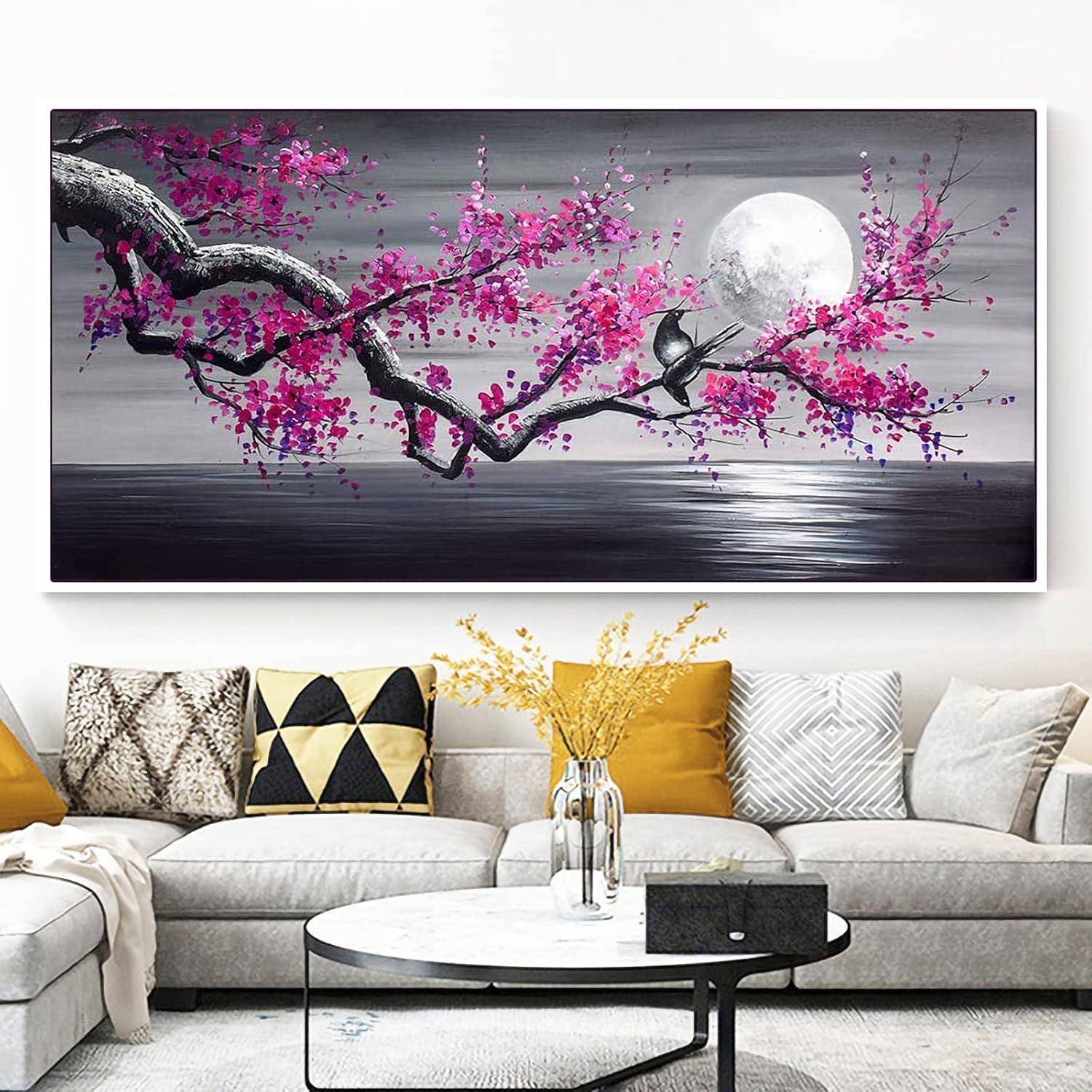 Diamond Painting Set Blumen Lila XXL Wandkunst 5D DIY Diamant Malerei