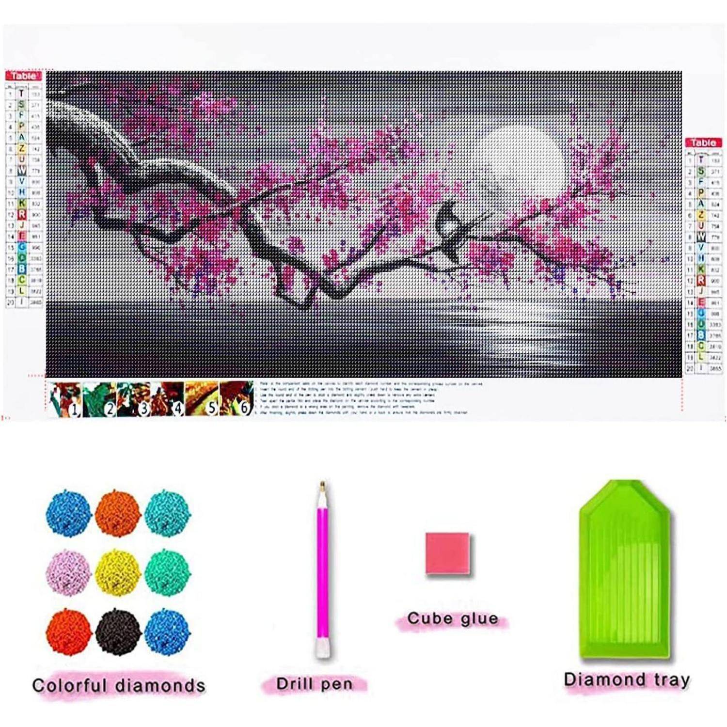 Diamond Painting Set Blumen Lila XXL Wandkunst 5D DIY Diamant Malerei