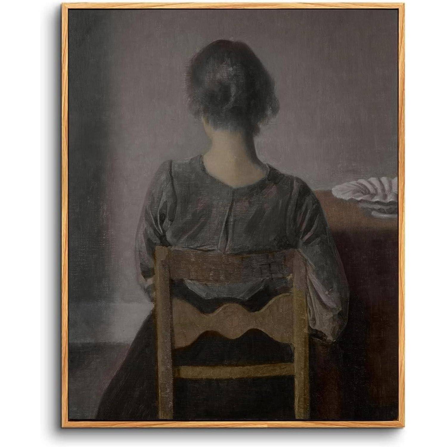 Vintage Frauenporträt Leinwandbild mit Holzrahmen, 30x40 cm Wanddeko