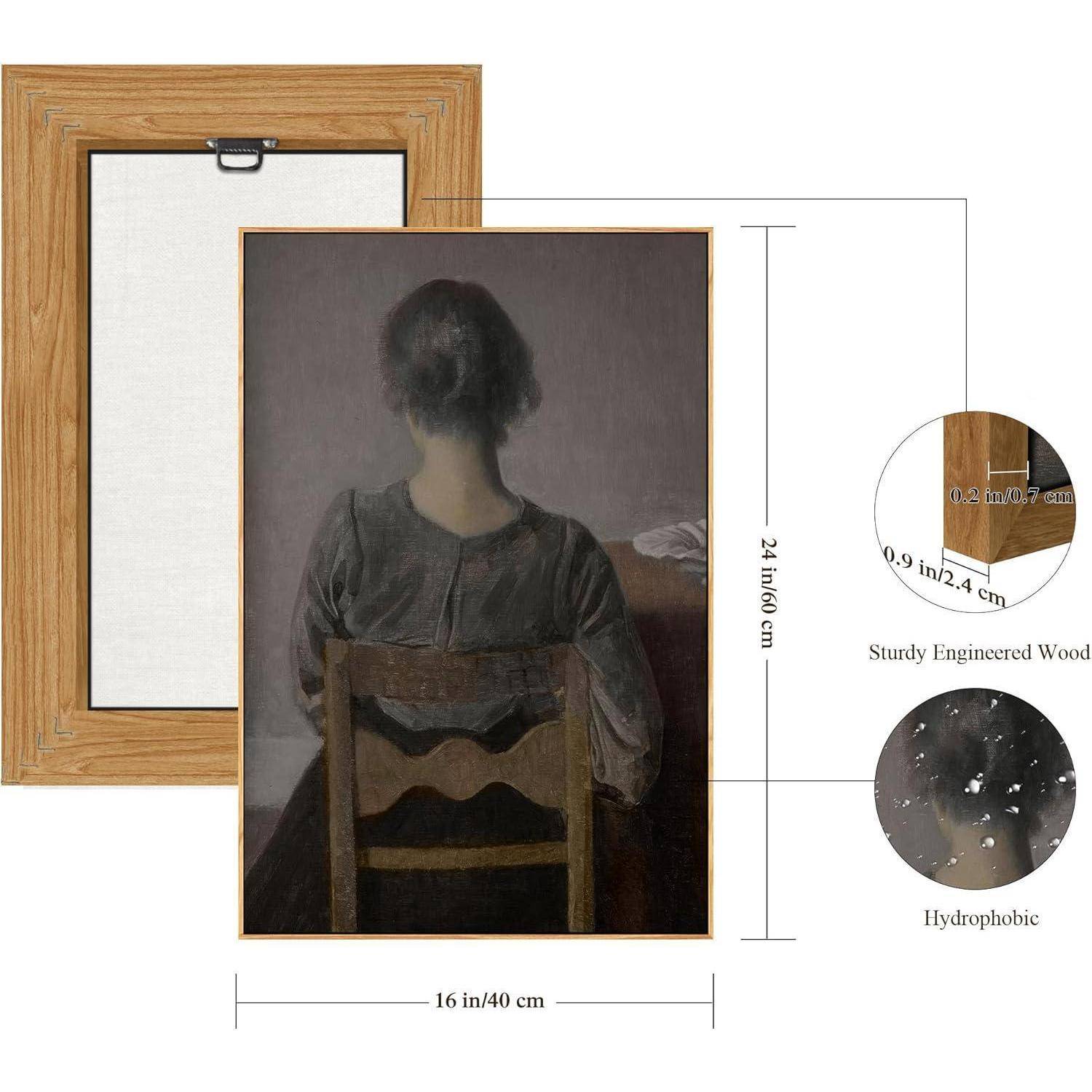 Leinwandbild Frauenporträt Klassische Frauen-Rahmen Holz 60L x 40B cm