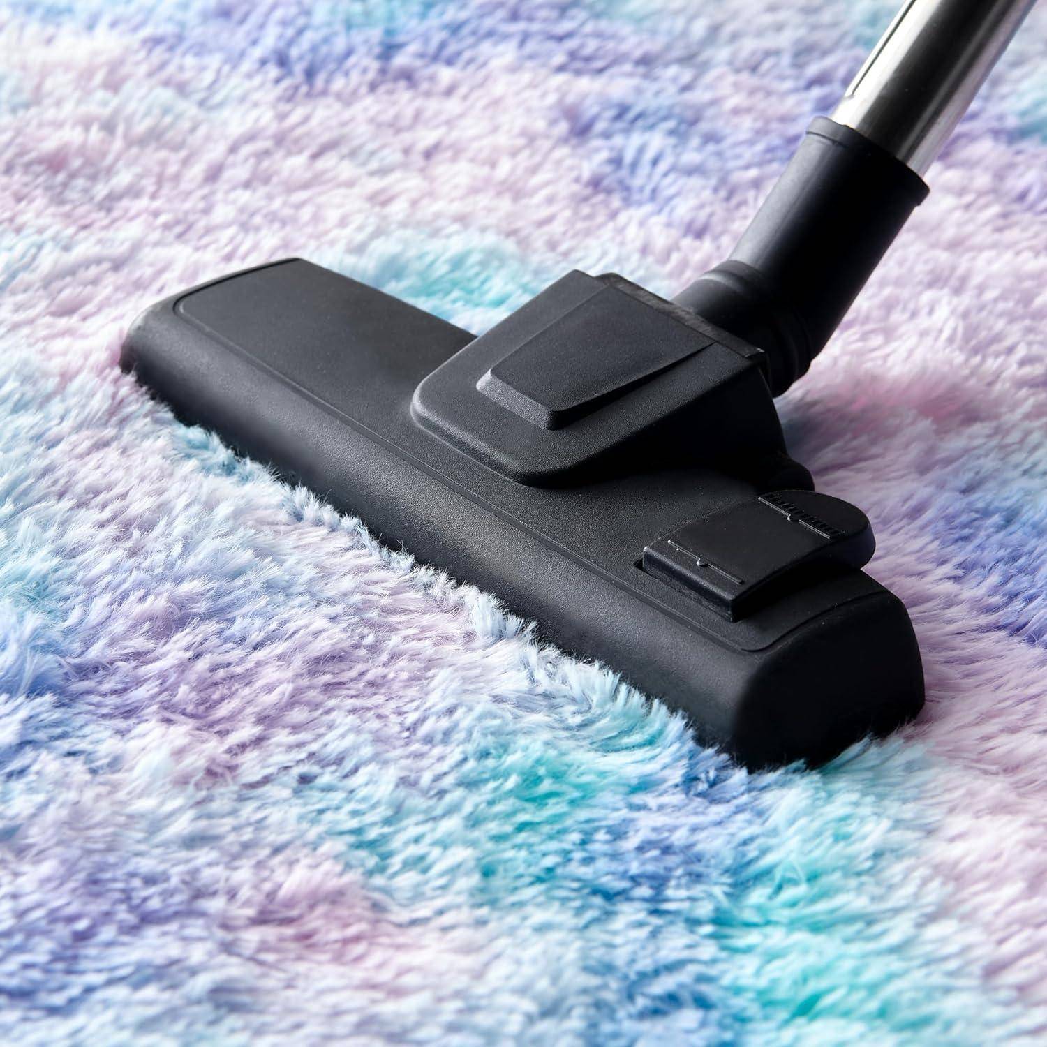 Plüsch Teppich Rund für Wohnzimmer Schlafzimmer Mädchen Blau-violett