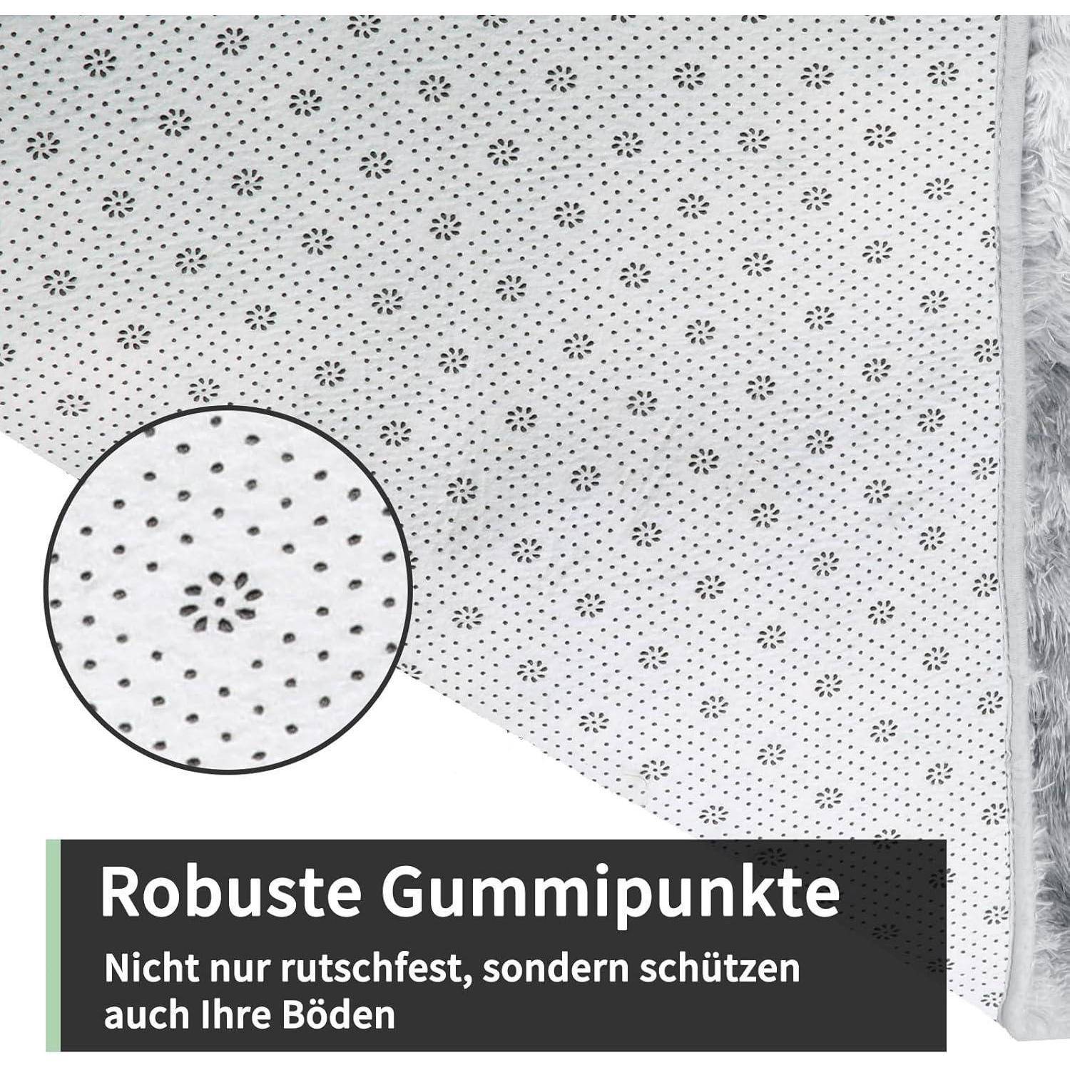 Teppich Hochflor Grau Waschbar Batik Hellgrau 120 x 160 cm Rechteckig