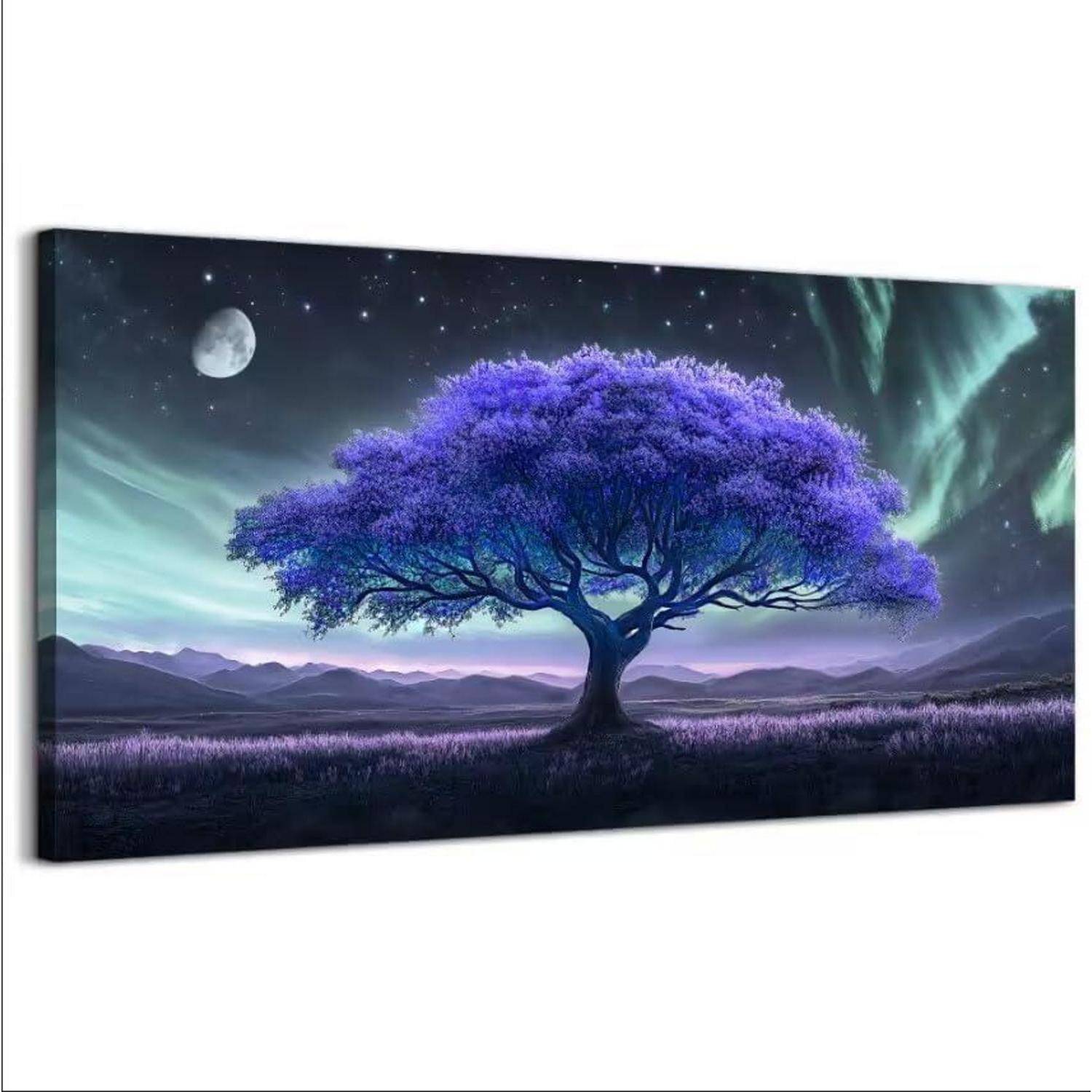 Wandbild Leinwand Lila Fantasiebaum Heiliger Baum 146L x 73B cm