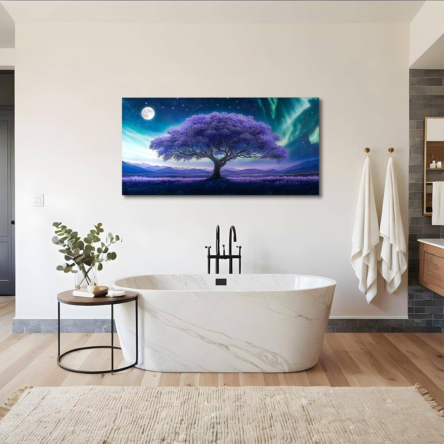 Wandbild Lila Leinwand Abstrakt Heiliger Baum 119L x 59B cm
