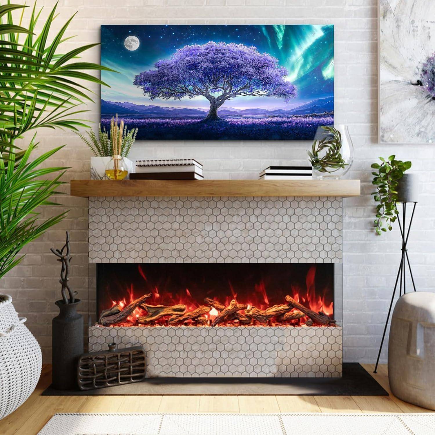Wandbild Lila Leinwand Abstrakt Heiliger Baum 119L x 59B cm