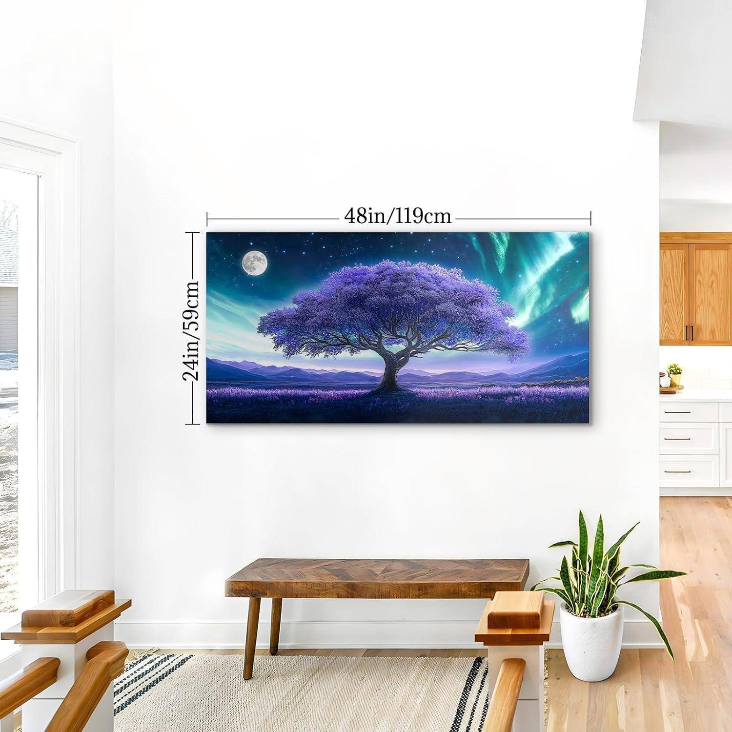 Wandbild Lila Leinwand Abstrakt Heiliger Baum 119L x 59B cm