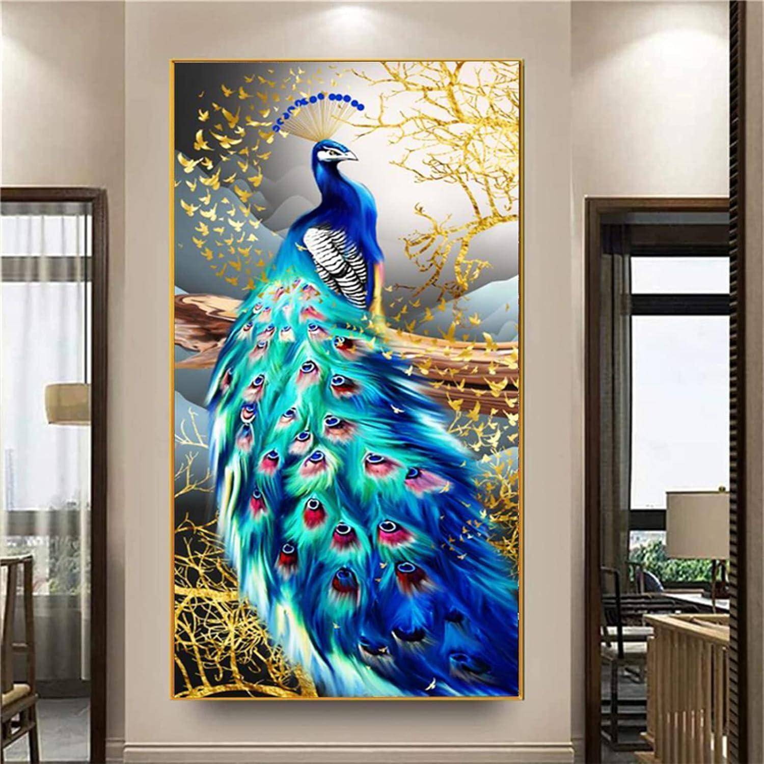 5D Diamond Painting Set Pfau XXL Full Drill Wanddekoration 90x40cm