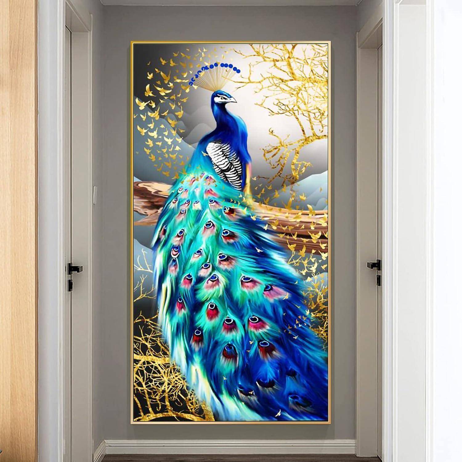 5D Diamond Painting Set Pfau XXL Full Drill Wanddekoration 90x40cm