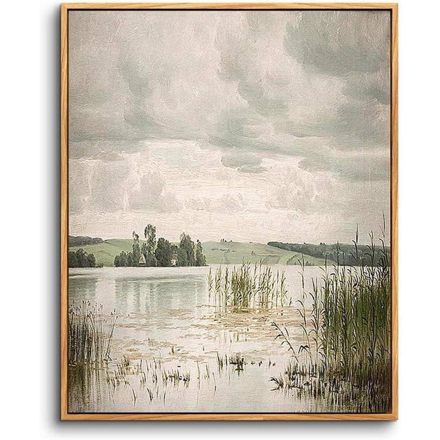 Leinwandbild Vintage Holzrahmen Esrumsee-Rahmen Holz 60L x 40B cm