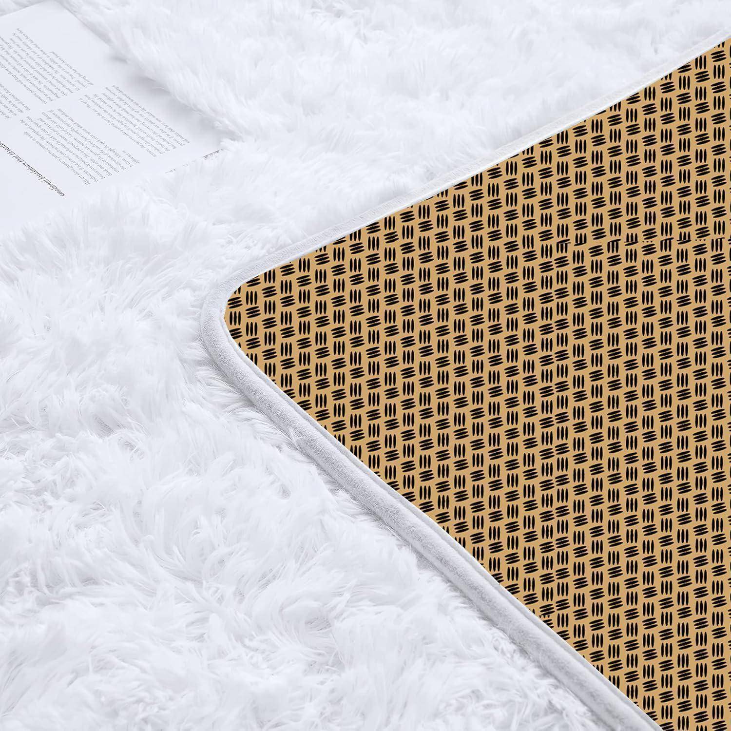 Teppich Hochflor Shaggy Flauschig Wohnzimmer Reines Weiß 120 x 160 cm