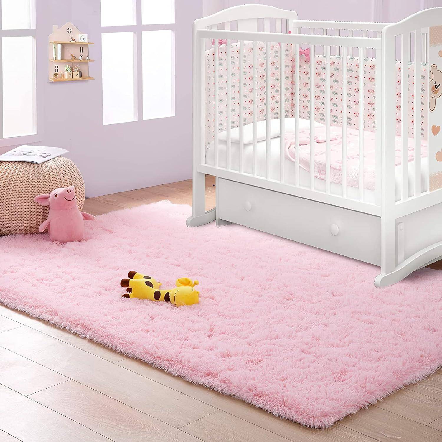 Teppich Hochflor Shaggy Wohnzimmer Schlafzimmer Rosa 160 x 230 cm