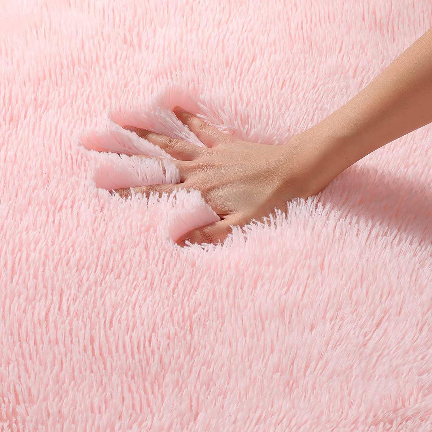 Teppich Hochflor Shaggy Wohnzimmer Schlafzimmer Rosa 160 x 230 cm