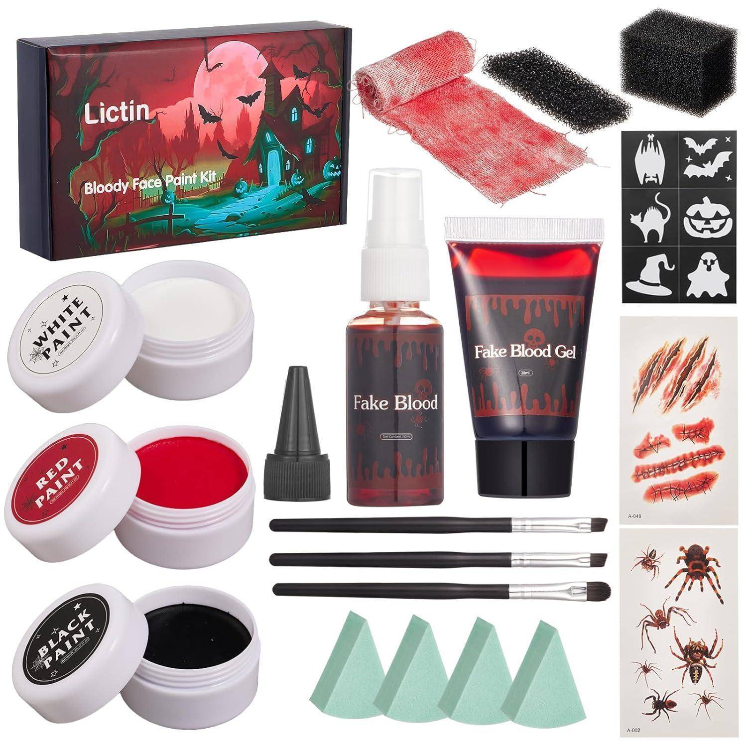 Schminke Halloween Kunstblut Facepaint Zombies Vampire 18 Stück