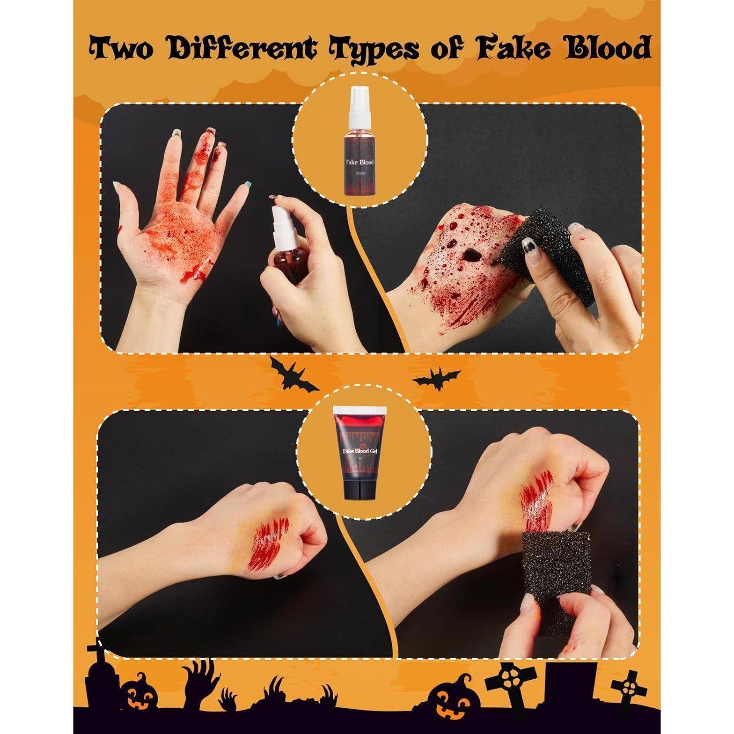 Schminke Halloween Kunstblut Facepaint Zombies Vampire 18 Stück