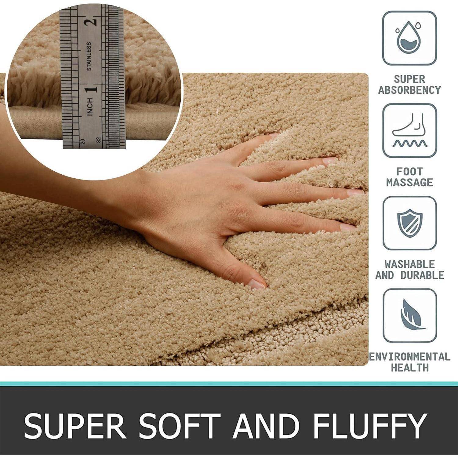 Badematten Set 2 Badteppich WC Vorleger Beige 53 x 86 cm+50 x 50 cm