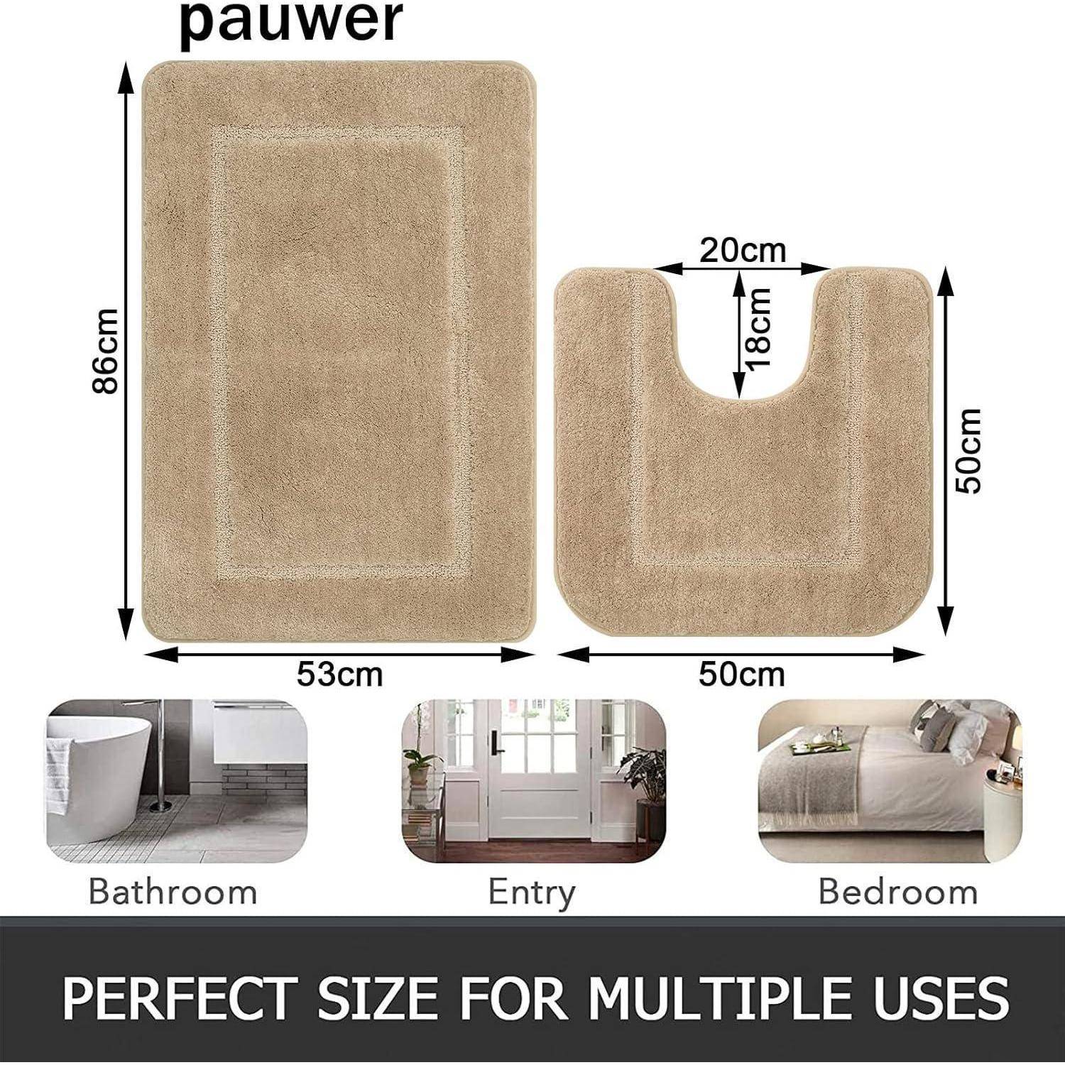 Badematten Set 2 Badteppich WC Vorleger Beige 53 x 86 cm+50 x 50 cm
