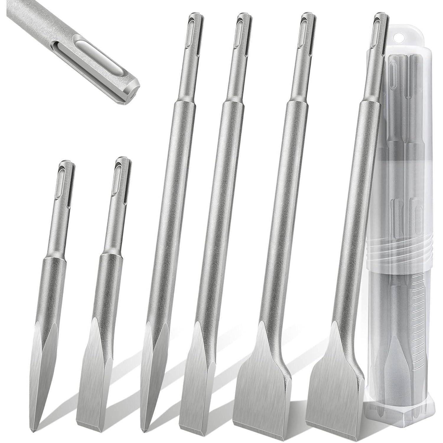 Meißelset SDS Plus 6tlg Flachmeißel Breitmeißel Spitzmeißel Variable