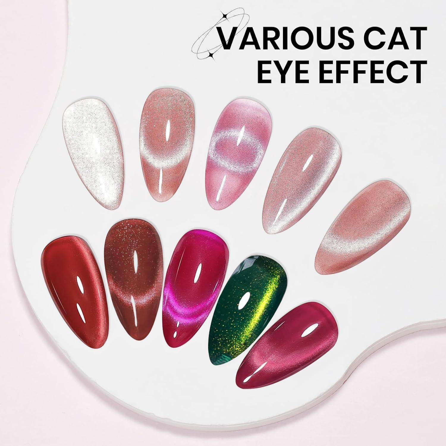 Fingernägel Press On Cat Eye Glitzer Kleber Mandel Acryl Schwarz Gold