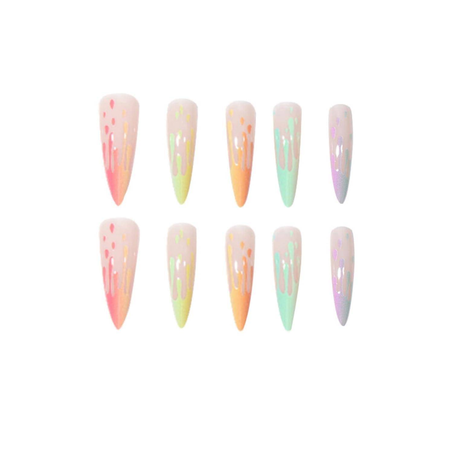 Künstliche Nägel 24 Stück Stiletto French rainbow&amp; Stiletto 1