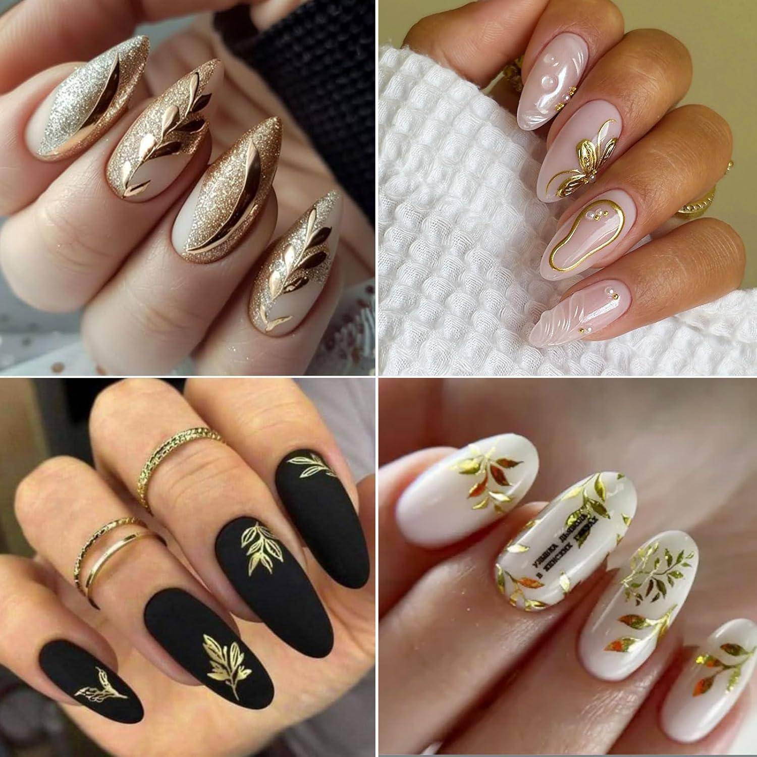 Nagelsticker goldene Blumen 8 Blatt selbstklebend
