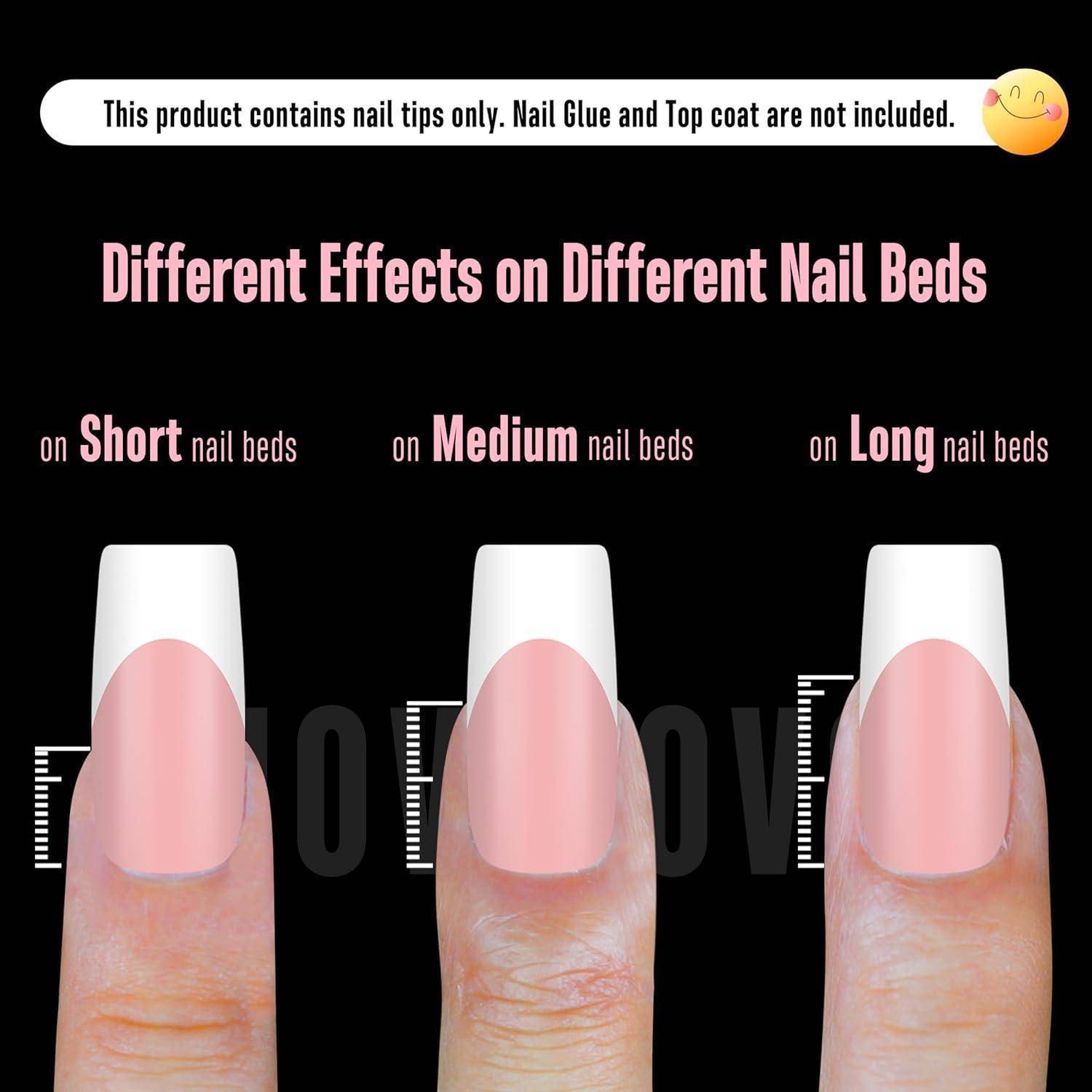 Nagelspitzen Acryl Medium Square White French Tip Baby Pink 240_EU