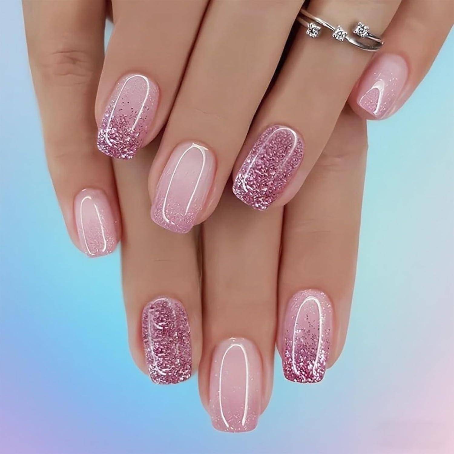 Kunstnägel Kurz Acryl Press On 24Pcs Style 3-24pcs Glitte