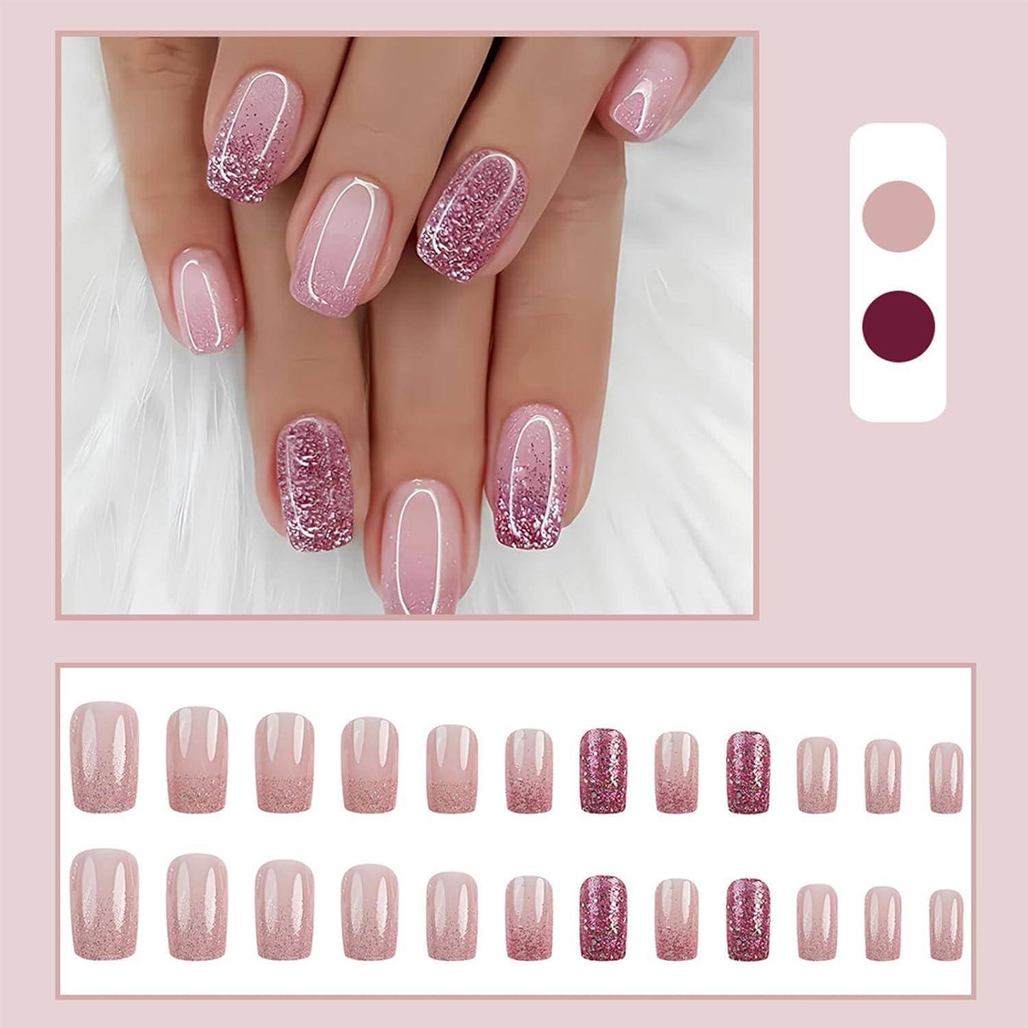 Kunstnägel Kurz Acryl Press On 24Pcs Style 3-24pcs Glitte