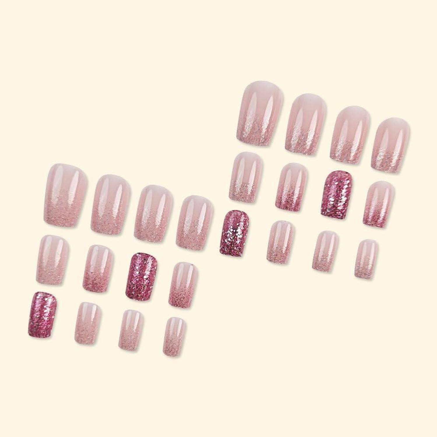 Kunstnägel Kurz Acryl Press On 24Pcs Style 3-24pcs Glitte
