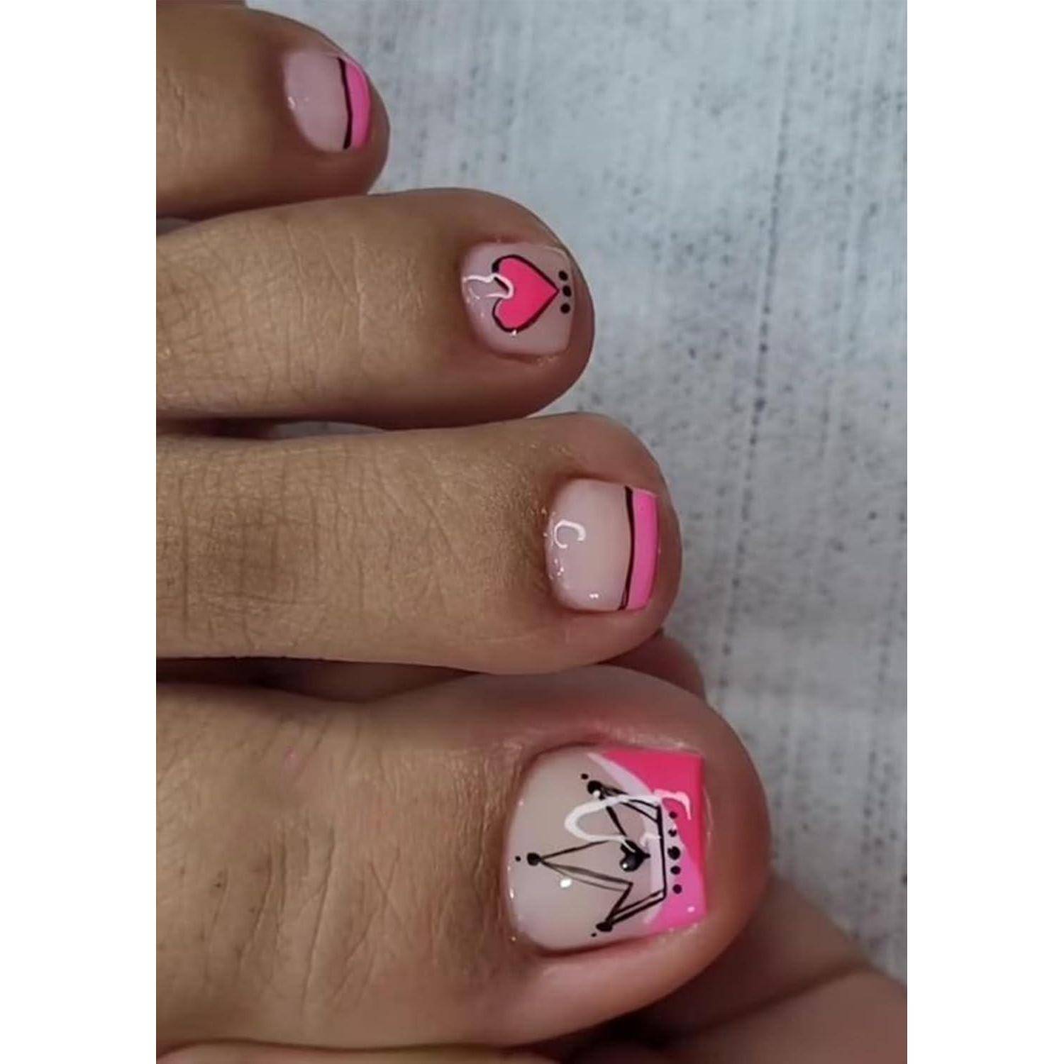 Falsche Zehennägel Aufkleben 12 Größen Nailart D-French 24pcs toenails