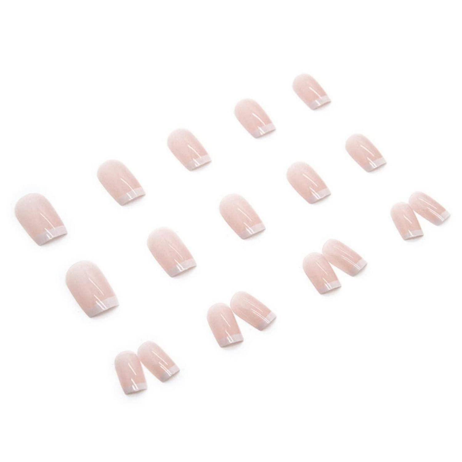 Nägel 24 Stück French Weiß Eckig Glossy Press On 12 white&amp;medium1