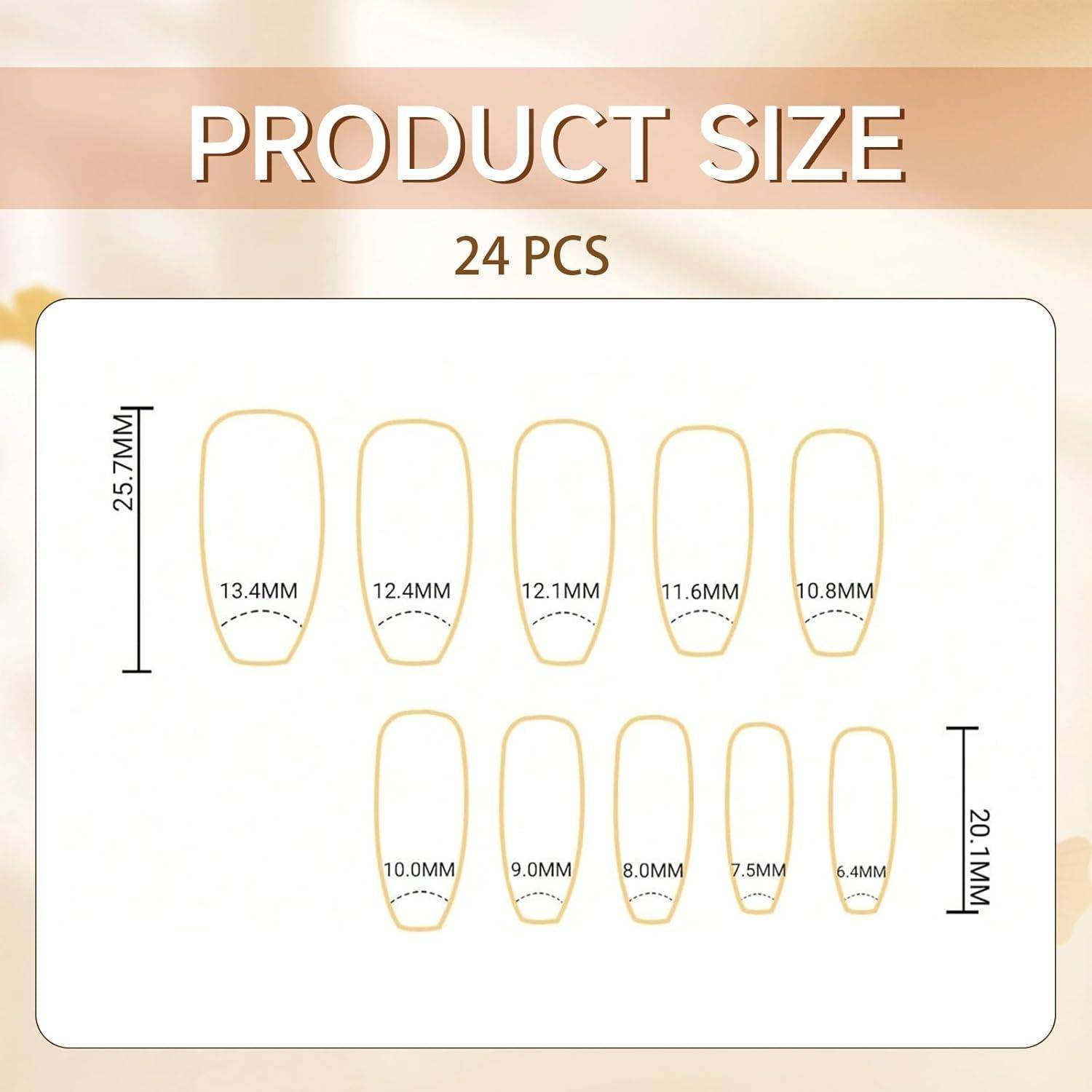 Press on Nagel 24er quadratisch braun Blumen 3D Gold wiederverwendbar