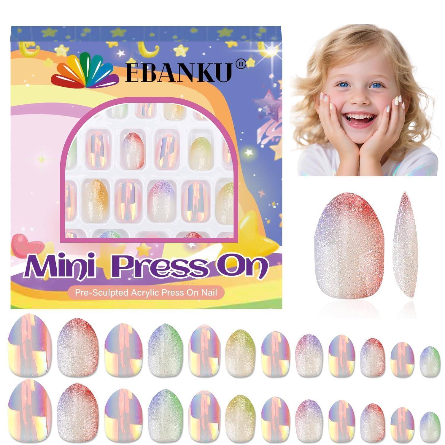 Falsche Nägel Kinder 24 Stück Presse Kits Mädchen Bunt
