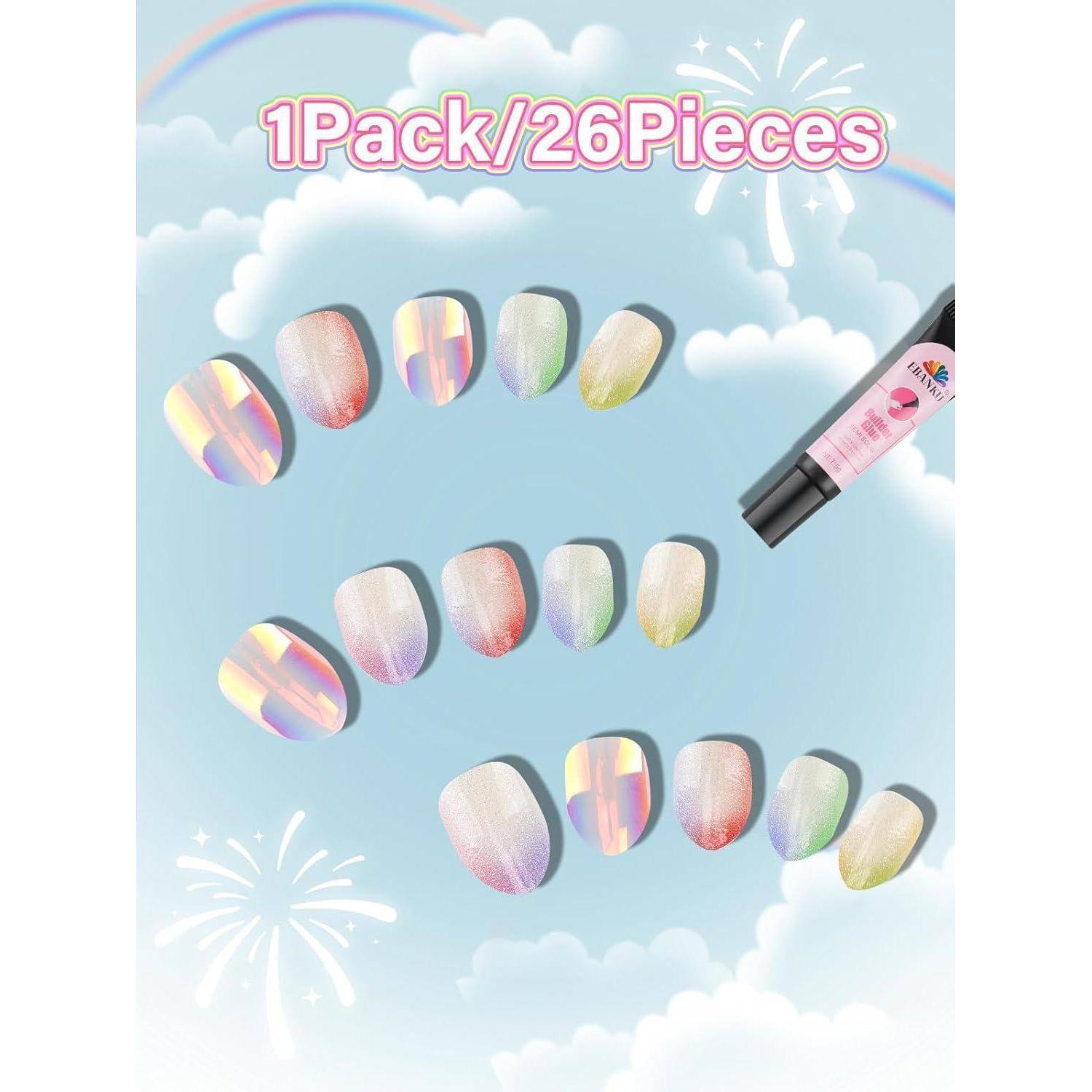 Falsche Nägel Kinder 24 Stück Presse Kits Mädchen Bunt
