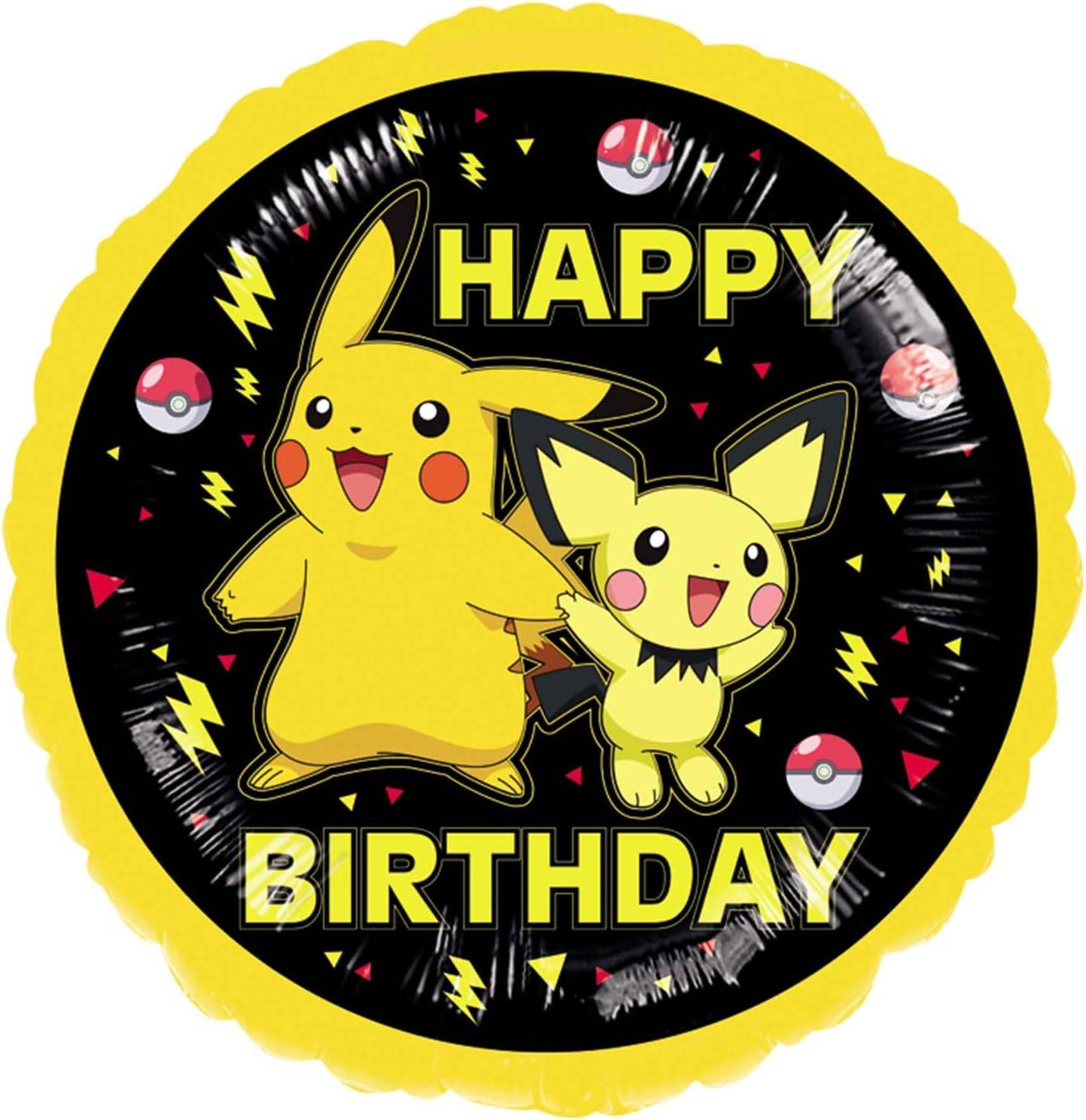 Pokémon Schwarzer Ballon mit "Happy Birthday" 18 Zoll
