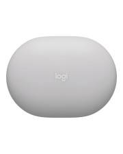 Eine weiße, ovale drahtlose Computermaus mit dem 'logi' Logo in der Mitte, die ihr minimalistisches Design betont.