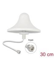 Eine weiße Deckenantenne mit einem N-Buchsenanschluss und einer Kabellänge von 30 cm wird dargestellt.