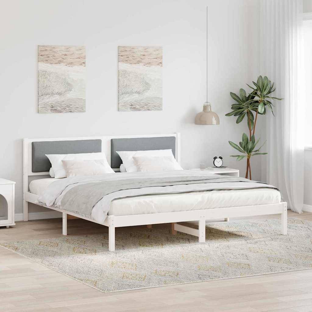 vidaXL Bettrahmen Hellgrau 180 x 200 cm Massives Kiefernholz