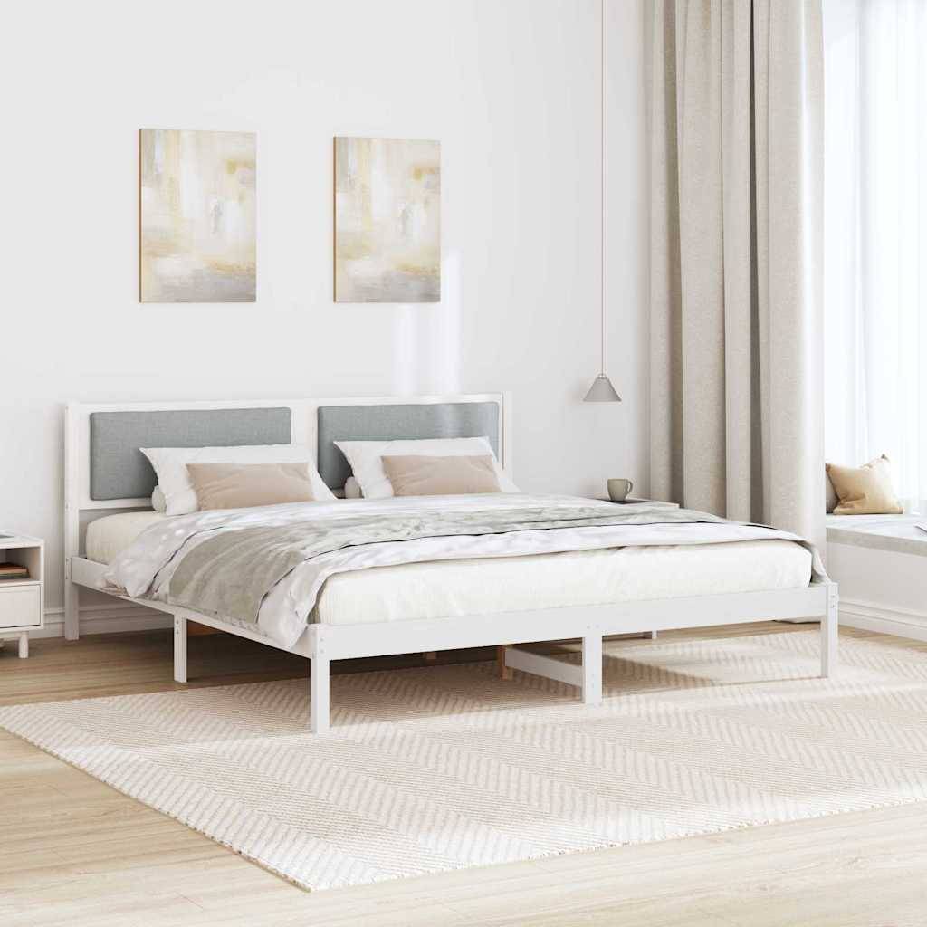 vidaXL Bettrahmen Hellgrau 180 x 200 cm Massives Kiefernholz