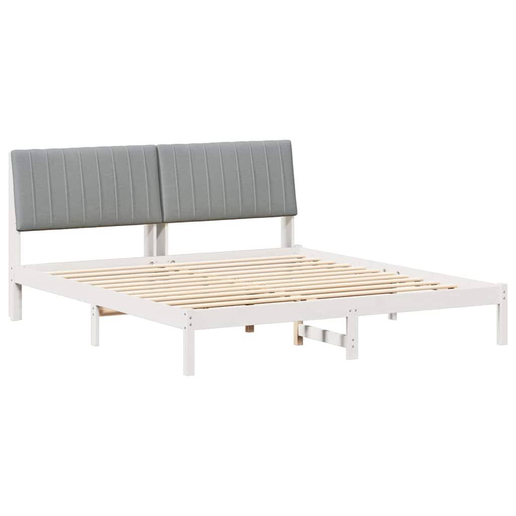 vidaXL Bettrahmen Hellgrau 180 x 200 cm Massives Kiefernholz