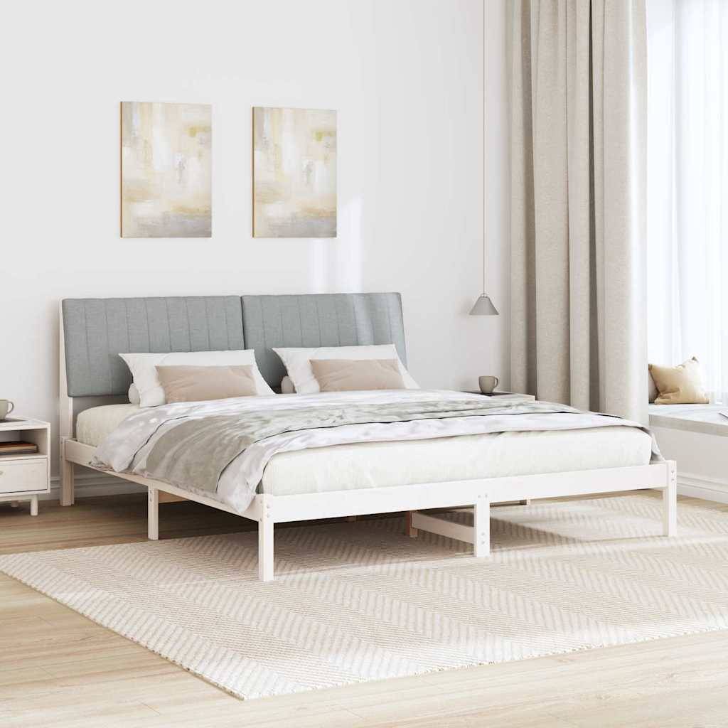 vidaXL Bettrahmen Hellgrau 180 x 200 cm Massives Kiefernholz