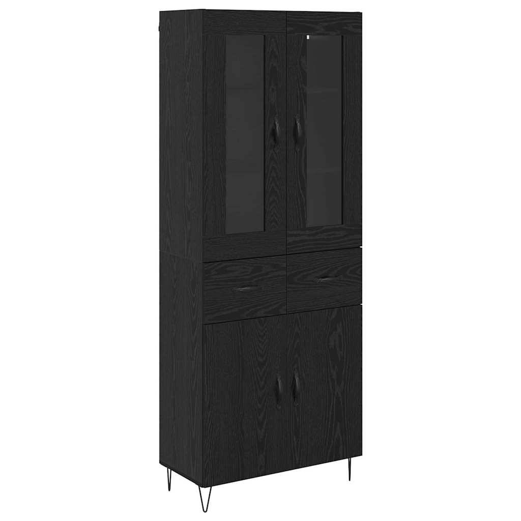 vidaXL Highboard Schwarz Eichen-Optik 69,5 x 34 x 90 cm Holzwerkstoff
