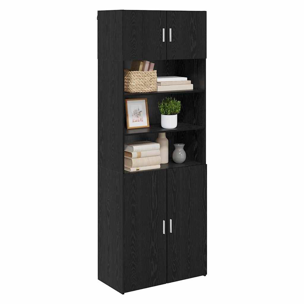 vidaXL Aufbewahrungsschrank Schwarz Eichen-Optik 80 x 42,5 x 225 cm