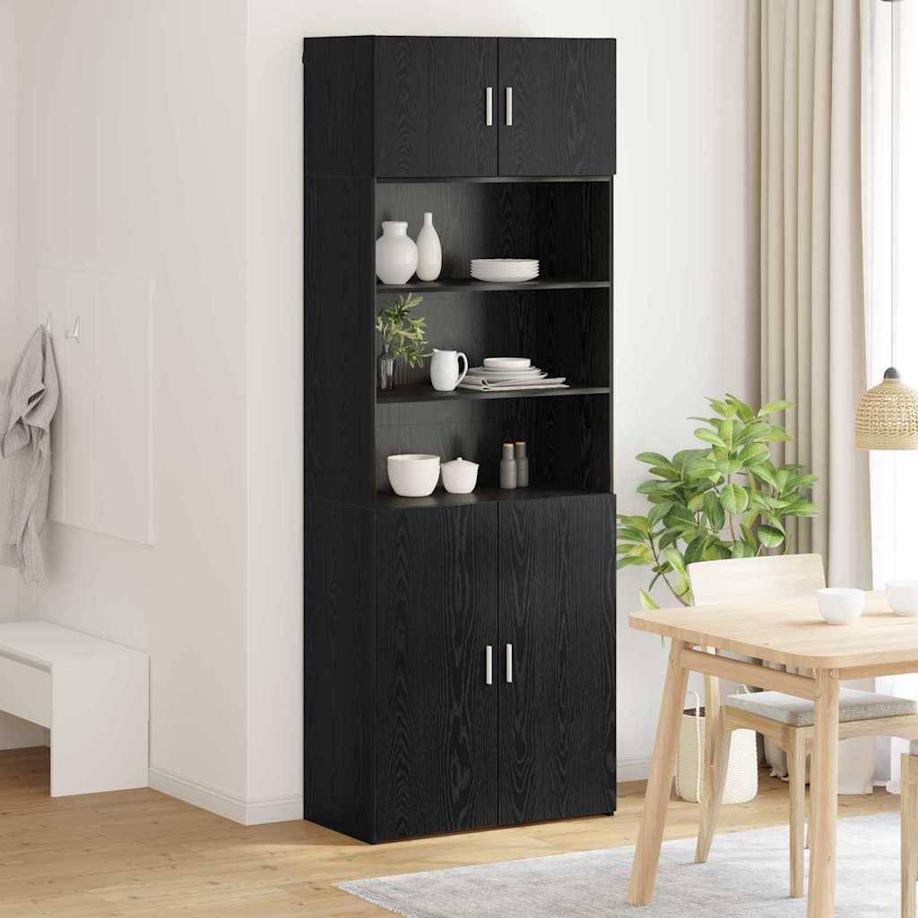 vidaXL Aufbewahrungsschrank Schwarz Eichen-Optik 80 x 42,5 x 225 cm