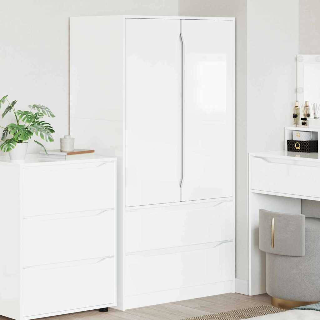 vidaXL Kleiderschrank Hochglanz Weiß 79,5 x 49 x 156 cm Holzwerkstoff