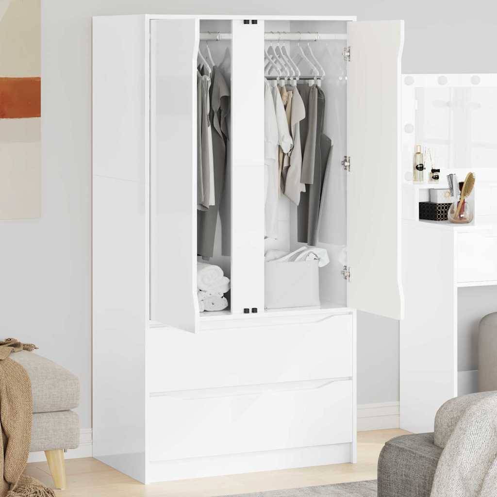 vidaXL Kleiderschrank Hochglanz Weiß 79,5 x 49 x 156 cm Holzwerkstoff