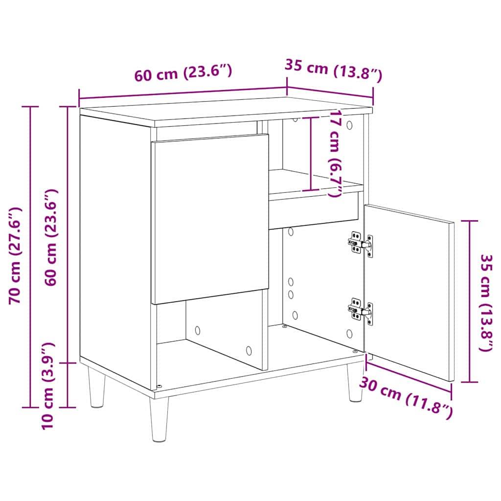 vidaXL Sideboards 3 pcs Schwarz Eichen-Optik 60 x 35 x 70 cm