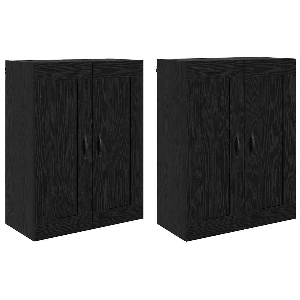 vidaXL Wandmontierter Schrank 2 pcs Schwarz Eichen-Optik Holzwerkstoff