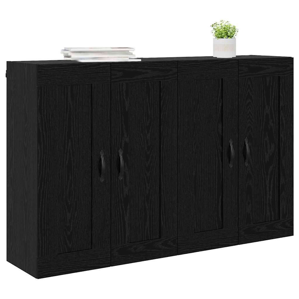 vidaXL Wandmontierter Schrank 2 pcs Schwarz Eichen-Optik Holzwerkstoff
