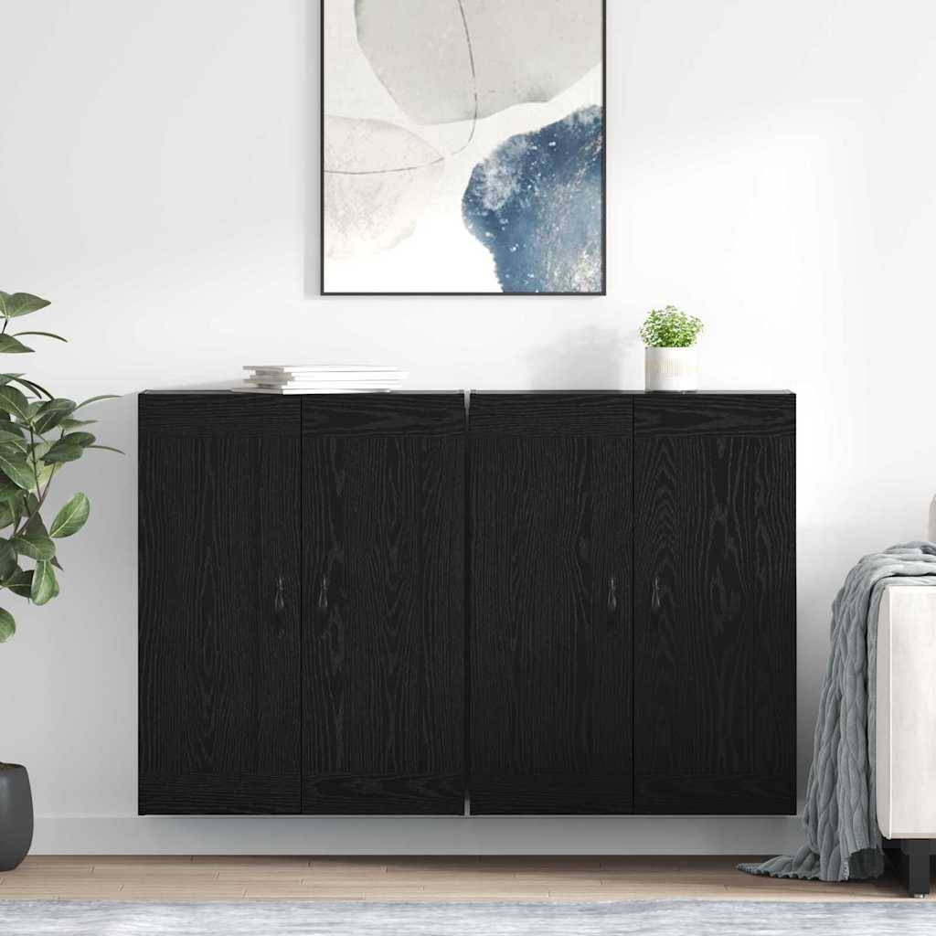 vidaXL Wandmontierter Schrank 2 pcs Schwarz Eichen-Optik Holzwerkstoff